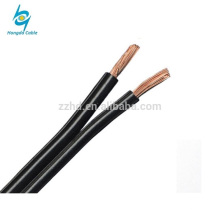 Cable de alambre plano de la torcedura eléctrica del cableado de la casa del PVC de la base 2 del negro 1.5sq milímetro